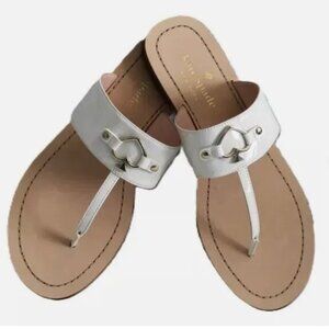 Kate Spade New York Cassia Patent Leather Sandals Ivory Slip On Slides Women's 8